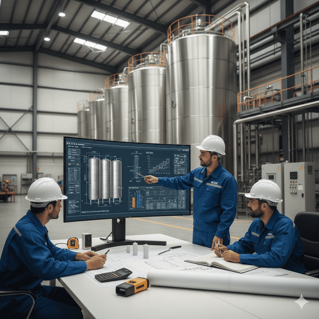 cálculo capacidade tanques verticais