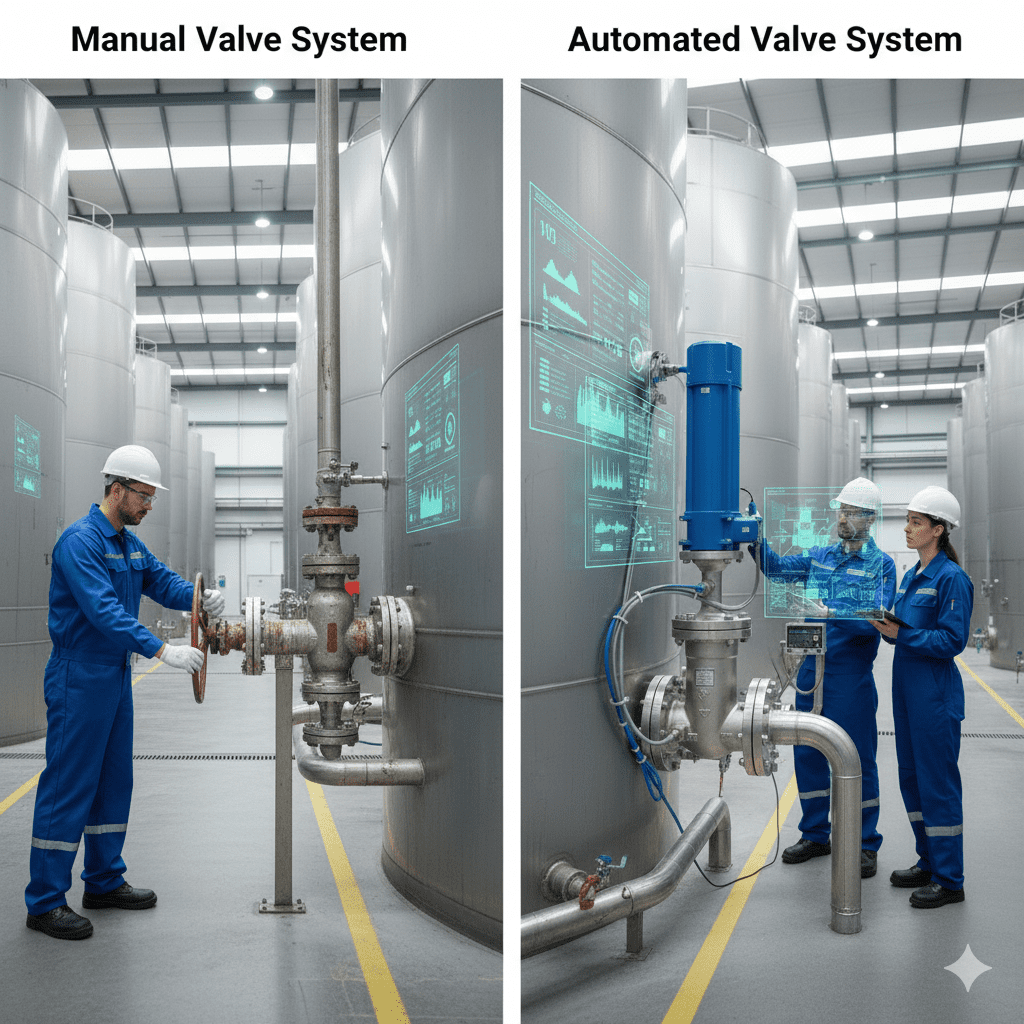 automação válvulas tanques