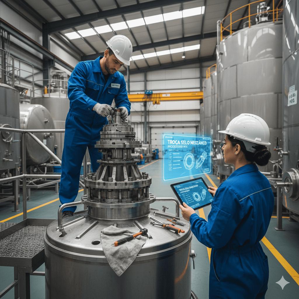 troca selo mecânico agitador